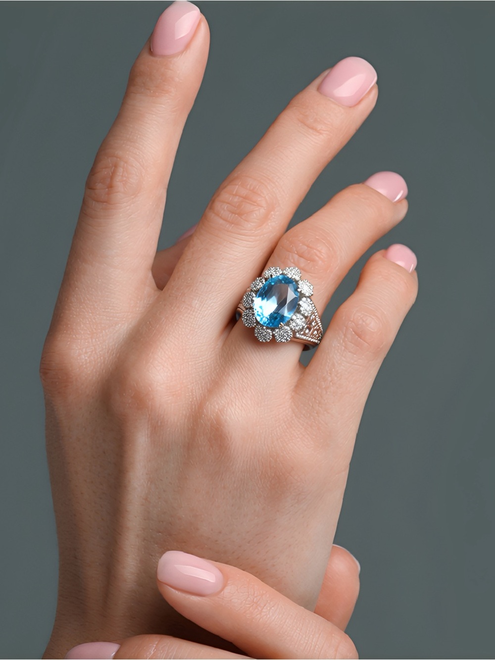 Dallas Prince Silver Blue Topaz Ring
